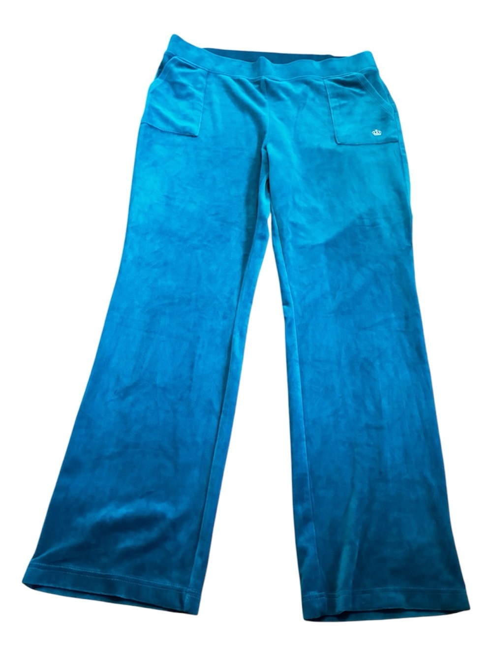 Teal Velour Juicy Couture Wide-Leg Y2K Lounge Athleisure Track Pants
